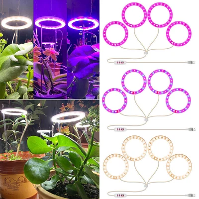 £8.79 • Buy LED Grow Light Plant Growing Full Spectrum Dimmable Indoor Plants Ring USB Lamp