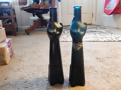 2 Black Cat Mosel-Saar-Ruwer Riesling Collectible Wine Bottles Empty 1999 & 2006 • $20