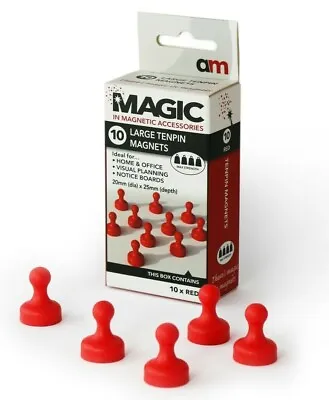 £15.97 • Buy Red Tenpin Magnets Large 20mm Wide Fridge Notice Board Whiteboard Skittle Shape