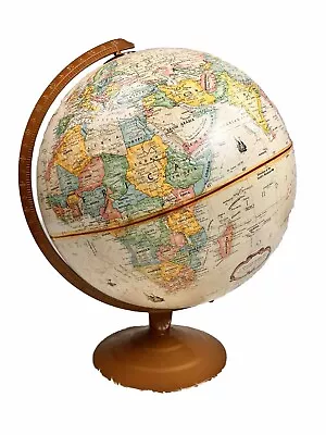 Vtg Replogle 12  World Globe Raised Textured Map W/Metal Base MCM. Vintage FS! • $19.97