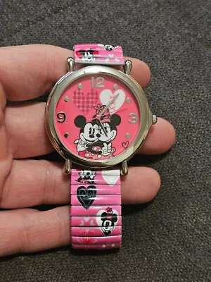 Mickey Minnie Mouse Watch MINAQ16110  Pink Strap. CLEAN • $25