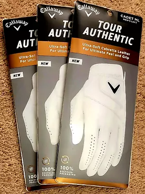 (Three) Callaway Tour Authentic Golf Glove Left Hand - Cadet Medium Large  *NEW* • $53.99