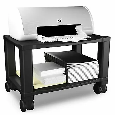 Printer Stand Compact 2 Shelf Locking Wheels Scanner Computer Office Supplies • $27.99