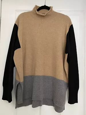 M&S Autograph Pure Cashmere Colour Block Jumper Camel Mix Large • £4.20