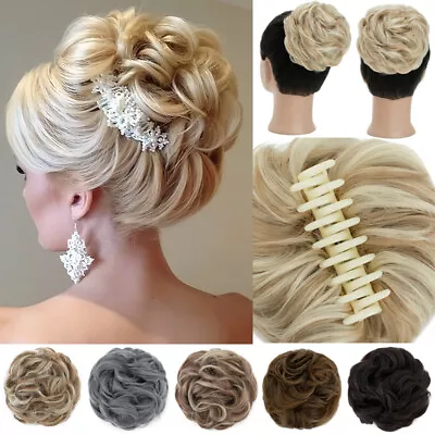 Highlight Curly Messy Bun Hair Piece Scrunchie Updo Claw Clip In Hair Extension • £9.90