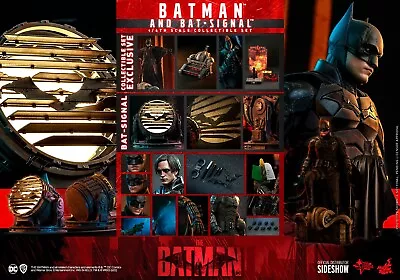 Hot Toys Batman And Bat Signal  1/6 Scale Figure Set Robert Pattinson MMS641 New • $549.99