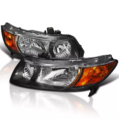 Black Fits 2006-2011 Honda Civic Coupe 2Dr Headlights Headlamps Left+Right Pair • $95.99