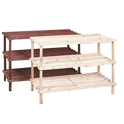 £11.99 • Buy New 3 Tier Shoe Rack Shelf Stand Natural Wood Storage Organiser
