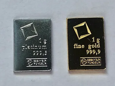 1 Gram Gold & 1 Gram Platinum .999 Fine Valcambi Suisse Bullion Combibar • $175