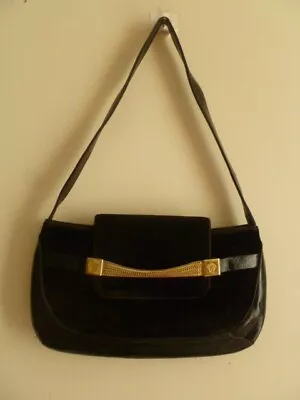 Gianni Versace Brown Velvet Leather Shoulder Handbag • $55