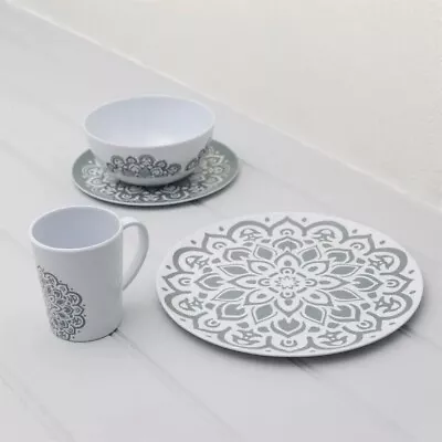 £29.99 • Buy 16pc Mandala Melamine Set Caravan Camping Motorhome Dining BBQ Tableware