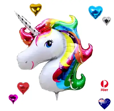 $5.49 • Buy JUMBO 42  Unicorn Foil Balloons Love Heart Balloon Kids Birthday Party Decorate