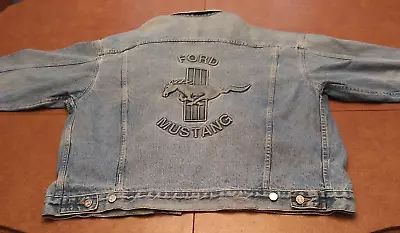 Vintage 90’s Ford Mustang Denim Jean Jacket Size L Made In USA • $97