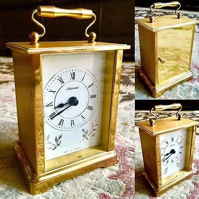 £125 • Buy Vintage Heavy English Metamec Quartz Brass Carriage Clock (5”x3.5”x2.5”, 750g)