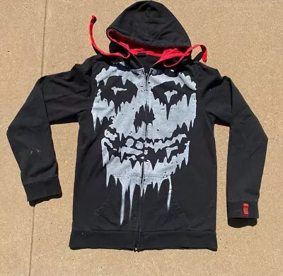 Y2K Misfits 138 Skull Full Zip Hoodie Black Red Size Medium • $65