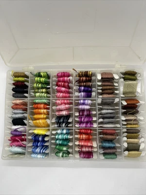 £18 • Buy 95 Bobbins Cross Stitch Embroidery Floss In Organiser