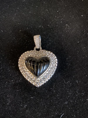 $89.99 • Buy Judith Ripka 925 Sterling Silver Black Onyx CZ Heart Enhancer Pendant Necklace