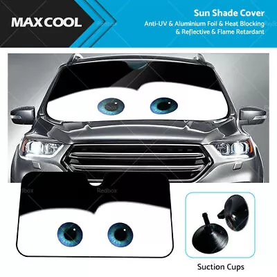 Cute Cartoon Big Eyes Car Front Visor Window Anti-UV Windshield Cover Sun Shade • $22