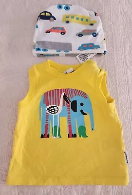 Marimekko Yellow Shirt Elephant Bird Print And Beanie Car Print 9 Months Lot • $7.99