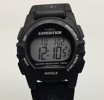 Timex Expedition Digital Watch Unisex Black 34mm Gray Nylon Band New Battery A2 • $22.49