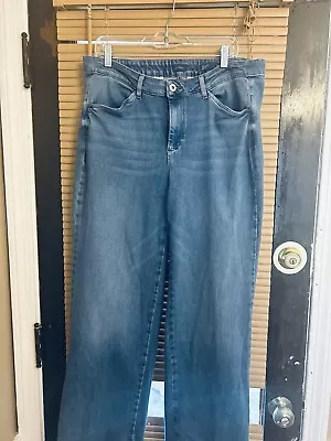 J Jill Jeans Womens Medium Rise Sz 16 Wide Leg Full Length Med Blue Wash • $29