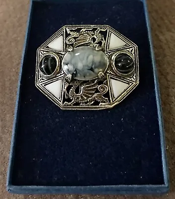 Miracle Signed - Beautiful Vintage Scottish/celtic Brooch - Dragons/stones • $37.01