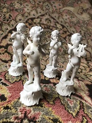 Set Of 4 Vintage Bassano Porcelain Musical Angel Figurines Made In Italy 13cm • £68