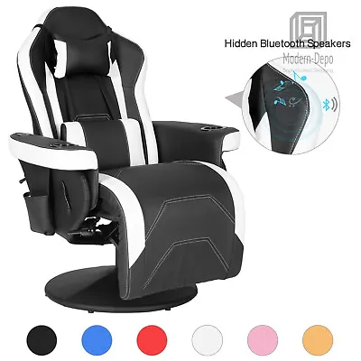 Ergonomic Gaming Chair Bluetooth Speakers Footrest Office Massage Swivel Chair • $275.49