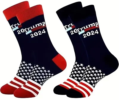 Trump 2024 Presidential Election Patriot Print Crew Socks 2 Pair MAGA One Size • $12.99