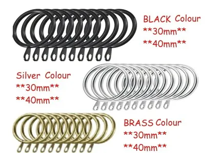 Metal Heavy Duty Curtain Rings Hanging Hooks For Curtains Rods Pole Rings UK • £2.99