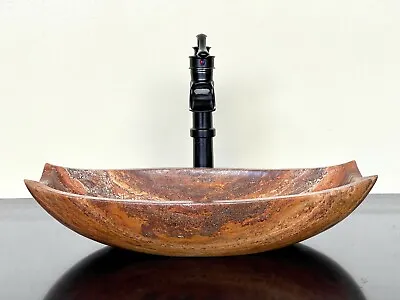 Natural Stone Sink - Rustic Travertine Marble - Hand Carved Vessel Sink • $279