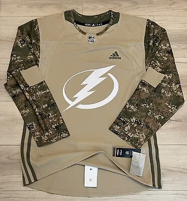 NEW Authentic Adidas Tampa Bay Lightning Military Camo NHL Jersey Size 46 • $143.99