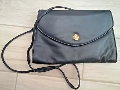 Cabin Creek Navy Blue Leather Snap Flap Closure Crossbody Handbag  Size 10x6.5x1 • $35