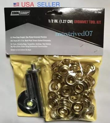 NEW Grommet Tool Kit With Fifty (50) 1/2  Brass Coated Grommets • $16.74