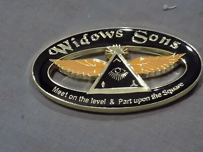 Widows Sons Oval Masonic 3 X1 1/2  Car Emblem Freemason Adhesive Fraternity NEW • $12.69