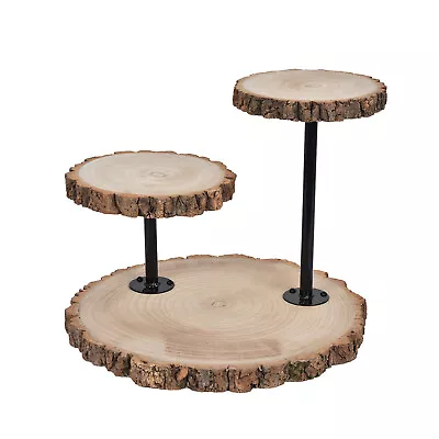 14  Brown 3 Tier Round Natural Wooden Cupcake Dessert Stand  Party Event • $32.51