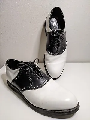 VTG Etonic Ultimate B/W Golf Leather Shoes Men's - SZ 10 • $45