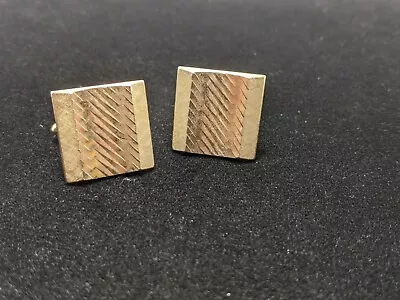 Vintage Swank Gold Tone Filigree Square Cuff Links • $5.88