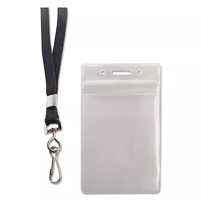 Advantus Resealable ID Badge Holder Lanyard Vertical 2 5/8 X 3 3/4 Clear 20/Pack • $20.18