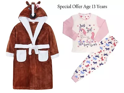 Girls Horse Design Robe And Matching Pyjamas Age 13 Years Only • £16.50