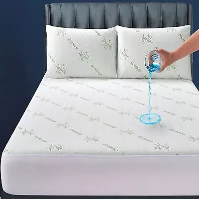 £18.95 • Buy Extra Deep Bamboo Mattress Protector Matress Waterproof Fitted Sheet All Sizes 
