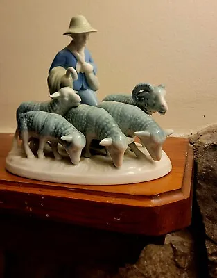 $35 • Buy Vintage Gerold Porzellan Bavaria Figurine #4903 (Sheep & Shepherd)