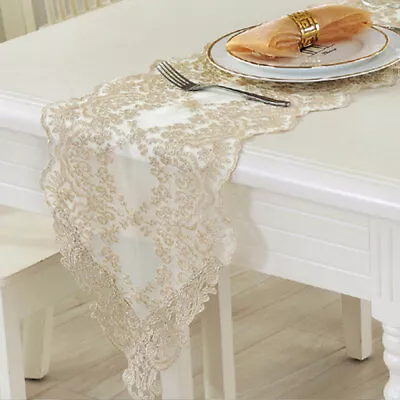 Elegant Lace Table Runner Embroidery Floral Rustic Wedding Table Decoration • £20.89