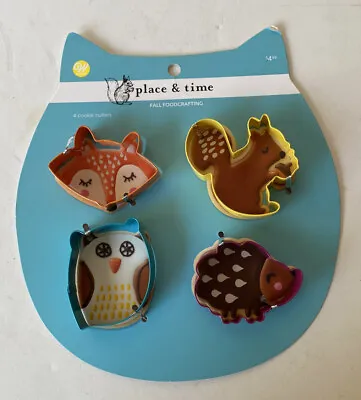 WILTON 4-Piece Cookie Cutter Set Metal FALL FOODCRAFTING Fox Squirrel Owl Hedge • $9.92