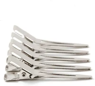40pcs ~~ 45MM Single Prong Curl Clips Silver Metal Alligator Hair Clips • $8.95