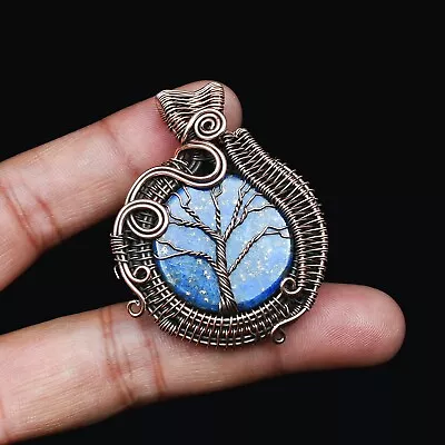 Lapis Lazuli Copper Wire Wrapped Pendant Jewelry Gift For Her CCP 018 • $10.99