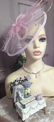 Pink Fascinator Lillypad Base W 33cm Crinoline Base New 2 Quills Loops Netting  • £15