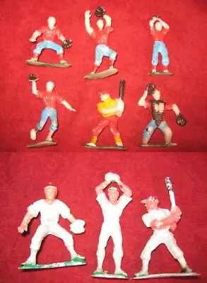 Vintage Plastic Baseball Players Lot 50's 60's Circle Mark Lido Figures • $19.95