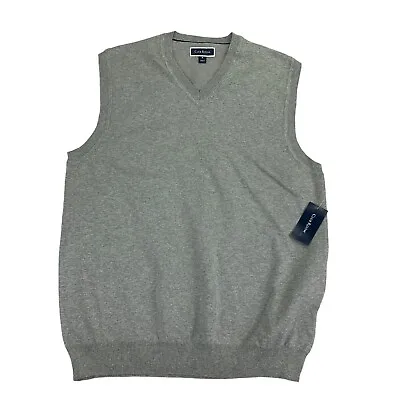 Club Room Mens Solid V-Neck Sweater Vest Gray M • $19.97