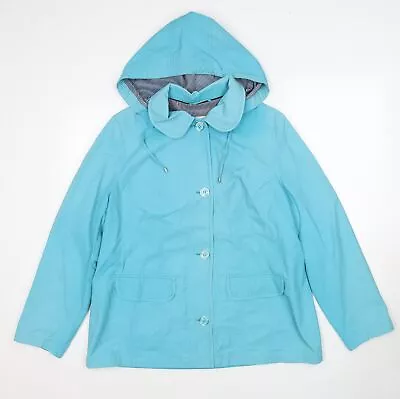Marks And Spencer Womens Blue Rain Coat Size 16 Zip • £7